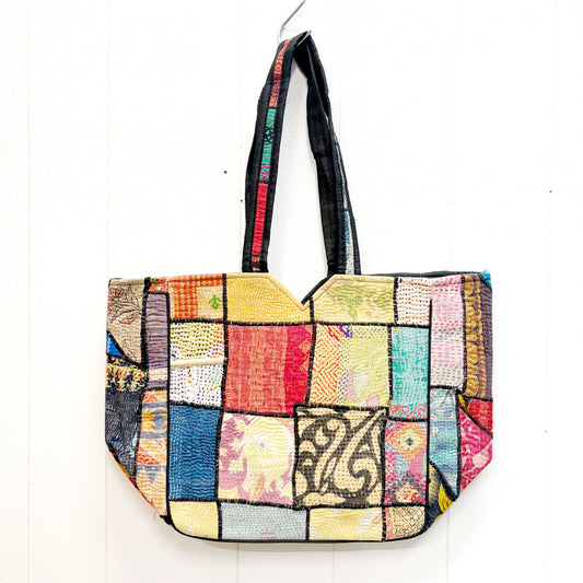 HAND STITCHED VINTAGE KANTHA SHOULDER BAG 50x32CM