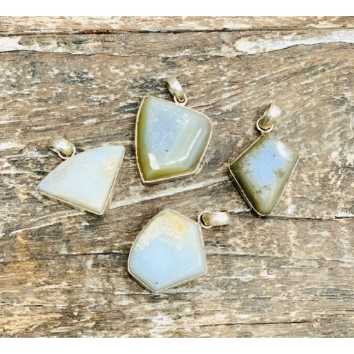 STERLING SILVER RAW CHALCEDONY PENDANT