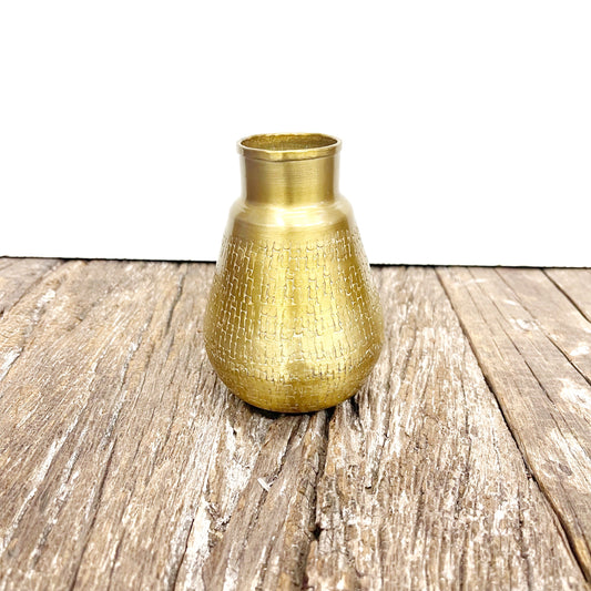 BRASS FINISH WEAVE VASE 9X12CM