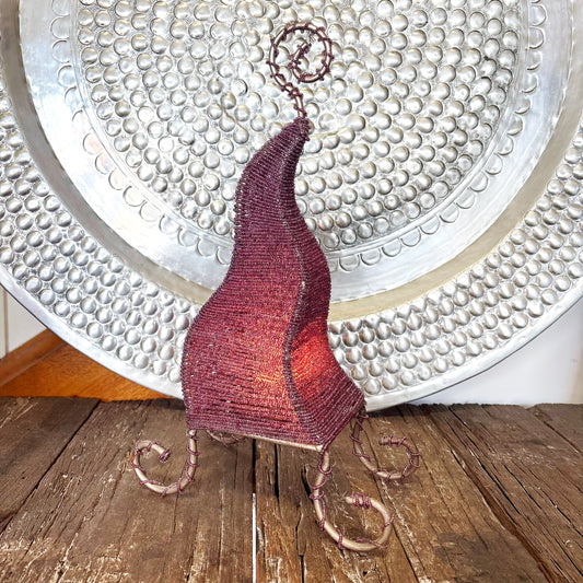 GLASS BEADED WAVY CANDLE HOLDER “LAVENDAR” 35x22x6