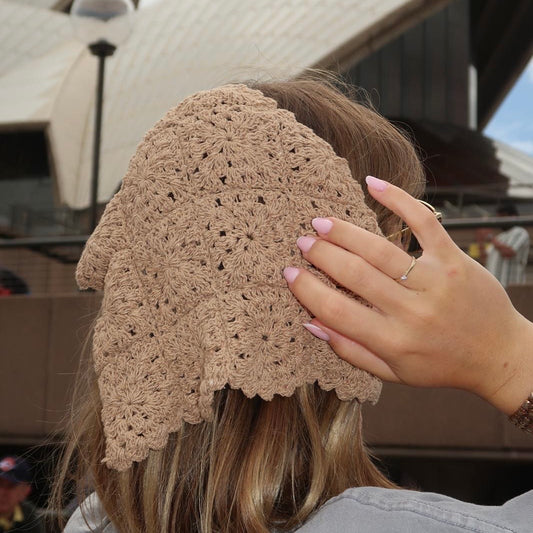 100% COTTON HAND CROCHET BANDANA/HEADBAND