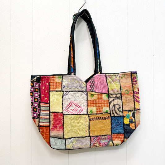 HAND STITCHED VINTAGE KANTHA SHOULDER BAG 50x32CM