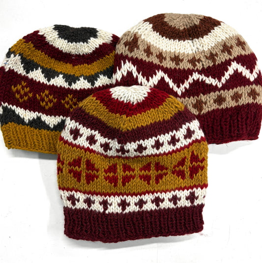 100% WOOL HAND KNITTED BEANY FLEECE LINED