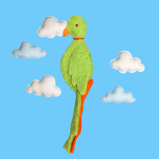 "GREEN PARROT" FELT FINGER PUPPET