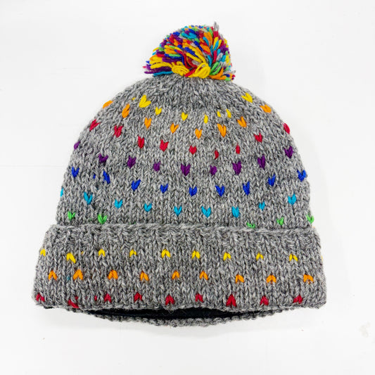 100% WOOL HAND KNITTED BEANY FLEECE LINED