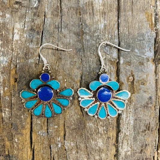 HANDMADE 925 SILVER HOOK TIBETAN EARRING