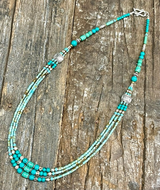 SILVERPLATED TIBETAN TORQUOISE NECKLACE