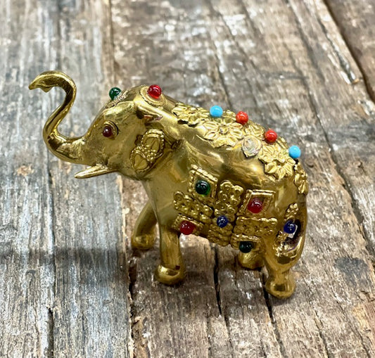 BRASS BEADED ELEPHANT 9x10cm