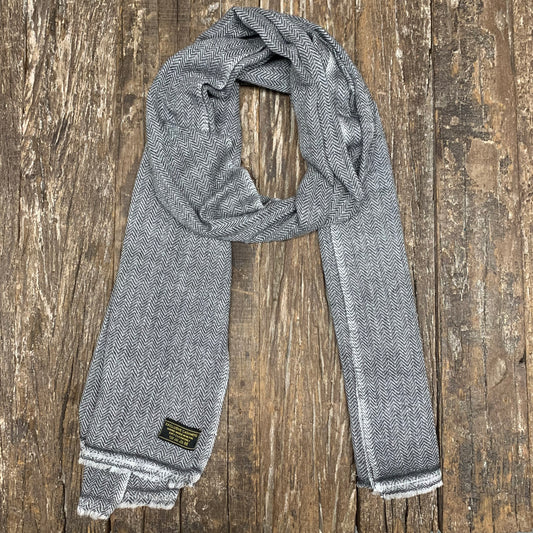 WOOL N CASHMERE BLEND 'CHARCOAL HERRINGBONE' SHAWL