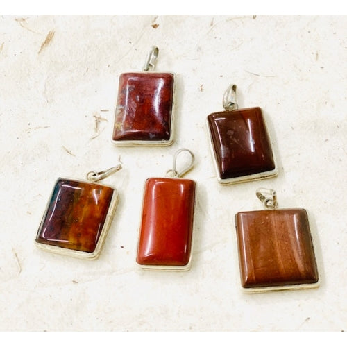 STERLING SILVER RED AGATE PENDANT