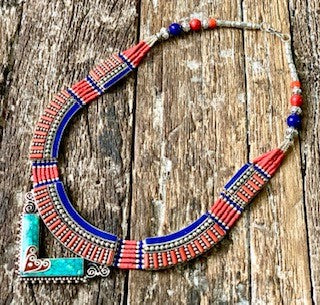SILVERPLATED TIBETAN  NECKLACE