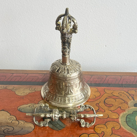 BRASS BELL MED 15x8.5CM with DORJE SET