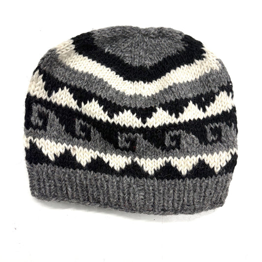 100% WOOL HAND KNITTED BEANY FLEECE LINED