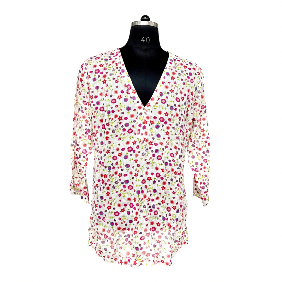 “Field of Flowers” Kaftan Top 100% Cotton