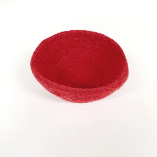 HANDMADE FELT RED BOWL 10X5CM