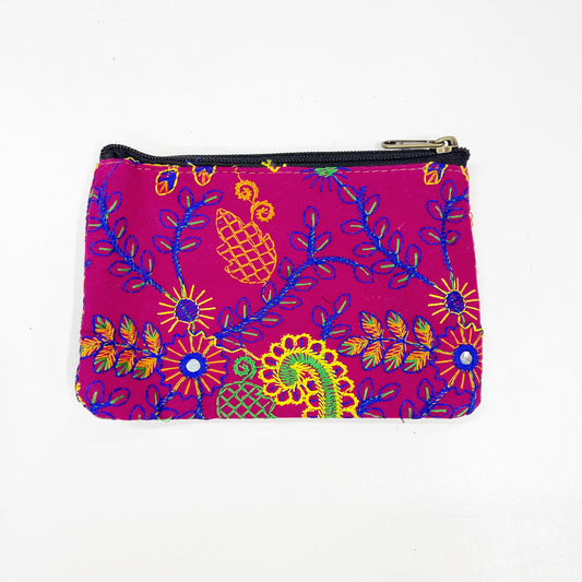 FUSCHIA VELVET EMB.  PURSE 19x11CM