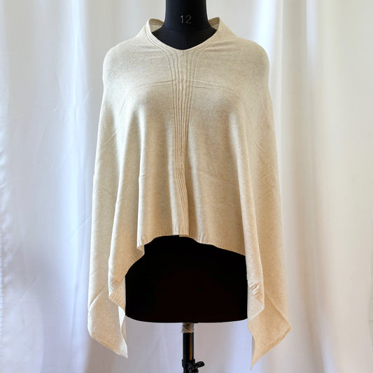 WOOL N CASHMERE BLEND PONCHO “CREAM”