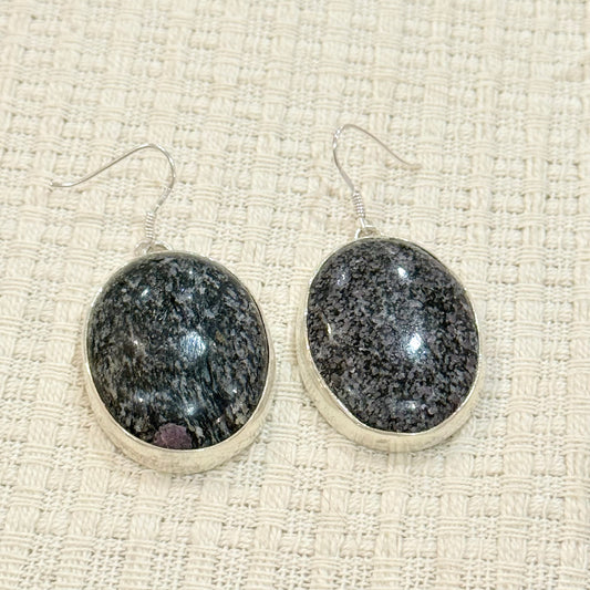 925 SILVER INDIGO GABBRO MYSTIC MERLINITE EARRING