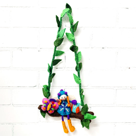 FELT WINTER FAIRY ON A SWING