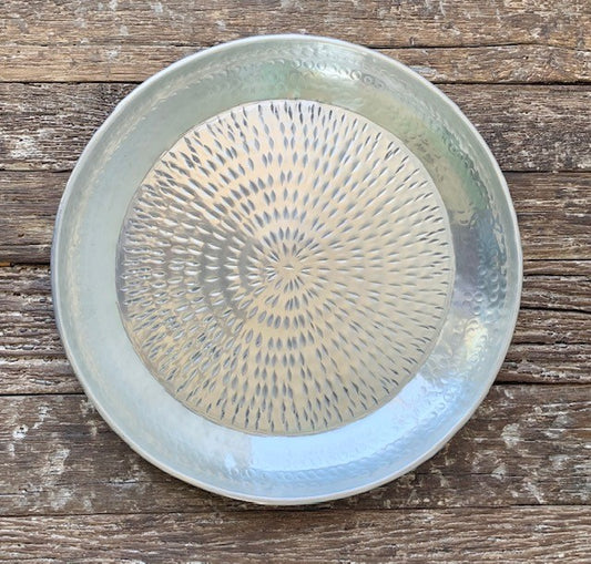 SILVER HAND CARVED PLATE 40CM