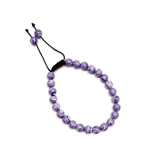 PURPLE STRIPED AGATE DYED PRAYER BRACELET