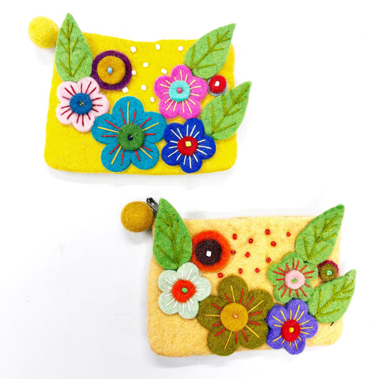 HANDMADE FELT FLORAL PURSE (SUNSHINE) 15X11CM