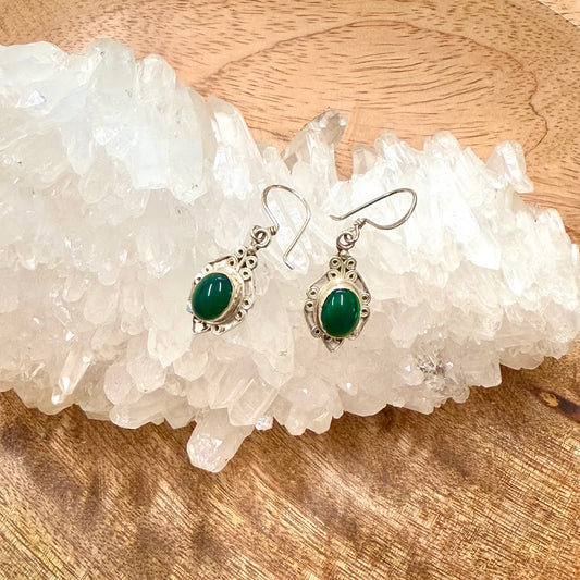 Green Onyx 925 Sterling Silver Earring