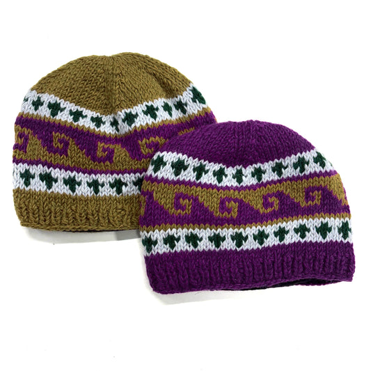100% WOOL HAND KNITTED BEANY FLEECE LINED