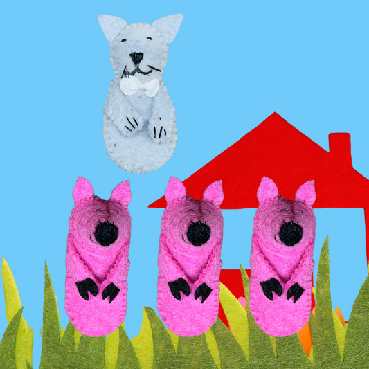 "THREE LITTLE PIGS" FELT FINGER PUPPET SET