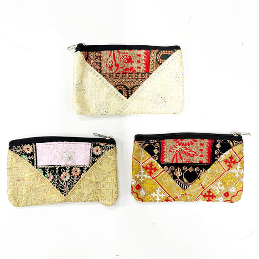 YELLOW SILK SARI PURSE 17x10CM