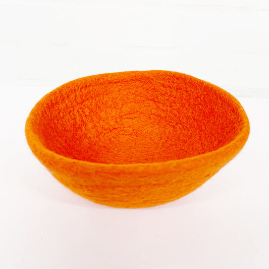 HANDMADE FELT ORANGE BOWL 20X8CM
