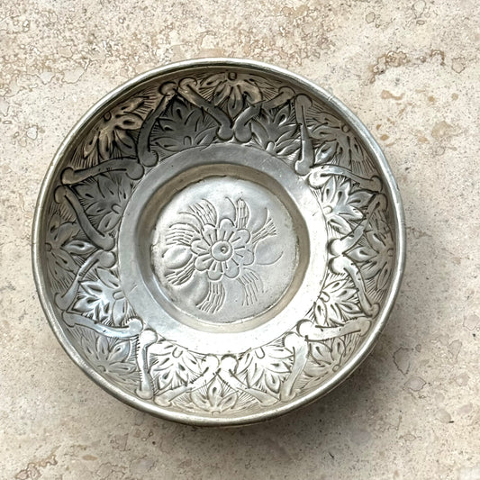 BRASS SILVER PLATED BOWL 17CM