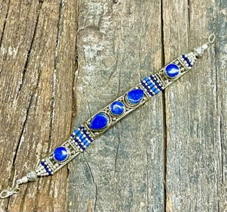 SILVERPLATED TIBETAN LAPIZ BRACELET