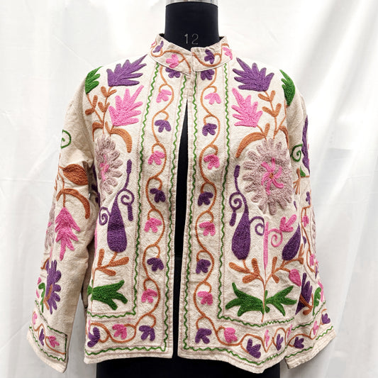 100% Cotton Sujani Emb. Jacket With Pockets