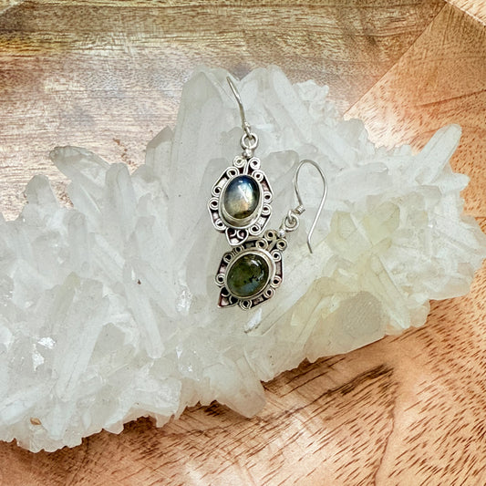 STERLING SILVER LABREDORITE EARRING