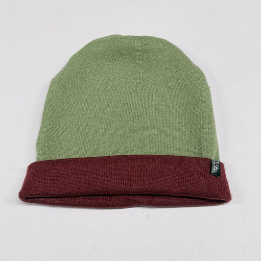 WOOL N CASHMERE BLEND DOUBLE SIDED BEANY GREEN COLOR