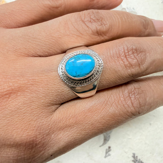 STERLING TURQUOISE STONE SILVER RING