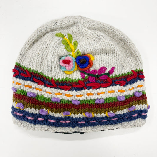 100% WOOL HAND KNITTED BEANY FLEECE LINED