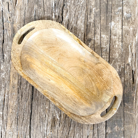 WOODEN TRAY WITH HANDLES 38x21.5cm