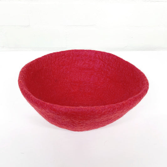 HANDMADE FELT RED BOWL 20X8CM