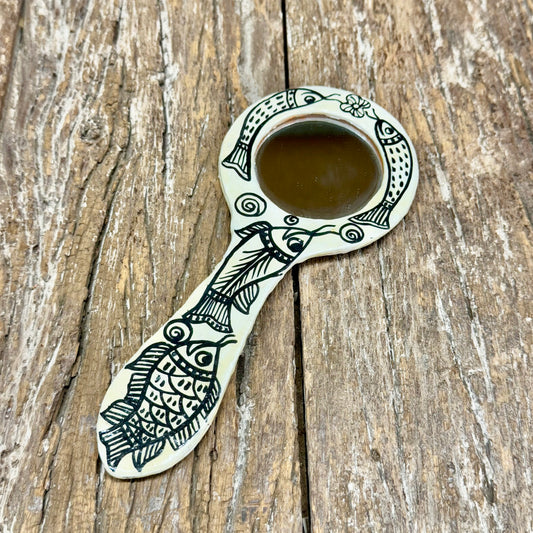PAPER MACHE HAND PAINTED MIRROR 18x8cm