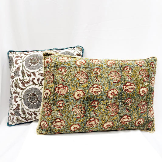‘SUZANI MOSS’ & 'SUZANI BLOOM' PRINT COTTON PILLOW & CUSHION