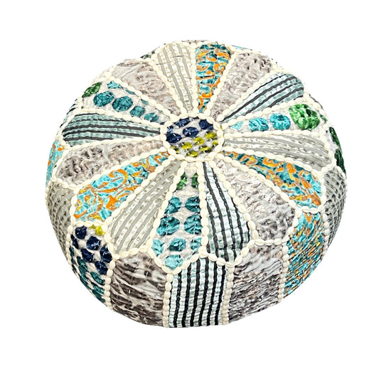 100% COTTON OTTOMAN WITH HAND EMBELLISHMENTS 40X20CM