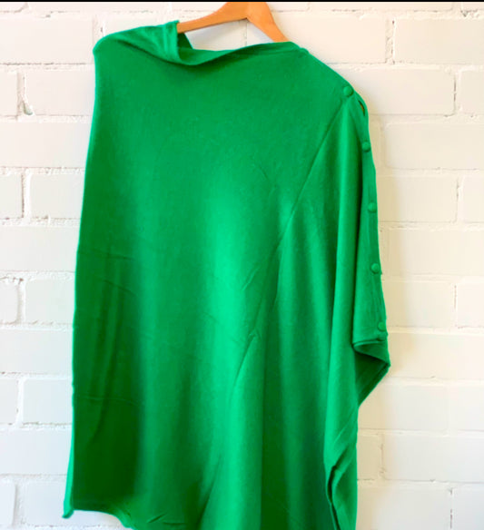 WOOL N CASHMERE BLEND BUTTON PONCHO/THROW