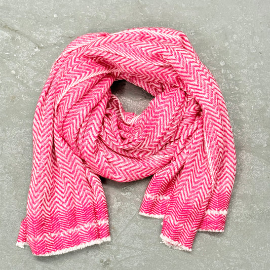 "RASPBERRY" DIAMOND WOOL N CASHMERE BLEND SOFT SHAWLS 76X200CM