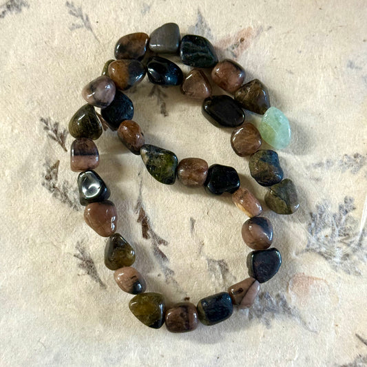 Multi-colour Tourmaline 10-12mm nuggets natural gemstone beads 40cm strand