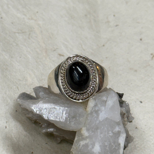 STERLING SILVER BLACK TOURMALINE RING