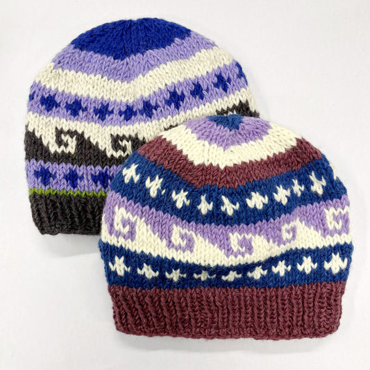 100% WOOL HAND KNITTED BEANY FLEECE LINED