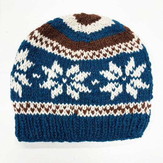 100% WOOL HAND KNITTED BEANY FLEECE LINED