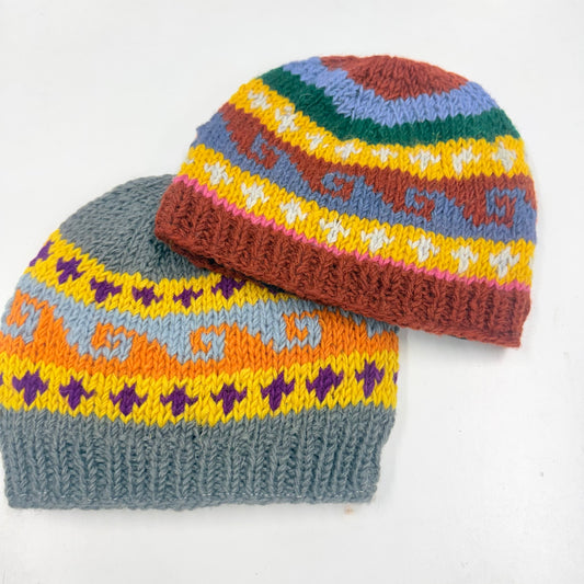 100% WOOL HAND KNITTED BEANY FLEECE LINED